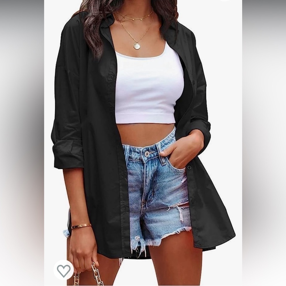 NWT Xl Black button down shirt fall winter summer